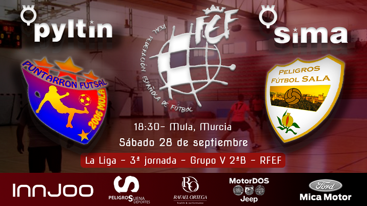 La Liga Grupo V 2ªB 3ª jornada pabellón municipal de deportes mula murcia adimul puntarrón sima peligros pfs futbol sala 28 septiembre 2019 18 30 horas GV2B.jpg