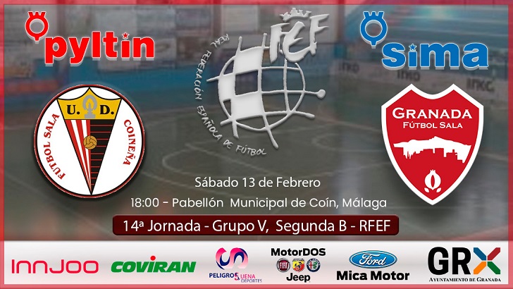 14ª jornada Unión Deportiva Coineña SIMA Granada Fútbol Sala sábado 13 febrero 18 00 pabellón municipal Coín