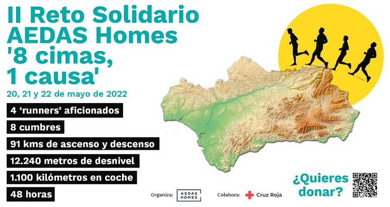 Cartel del II Reto Solidario AEDAS Homes '8 cimas, 1 causa'